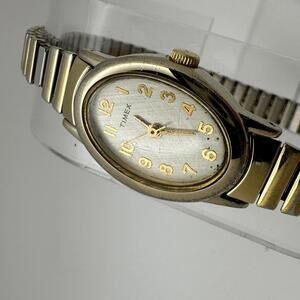 Vintage Timex Women’s Gold Tone Watch | 18mm | Fresh Battery | Stretch Band